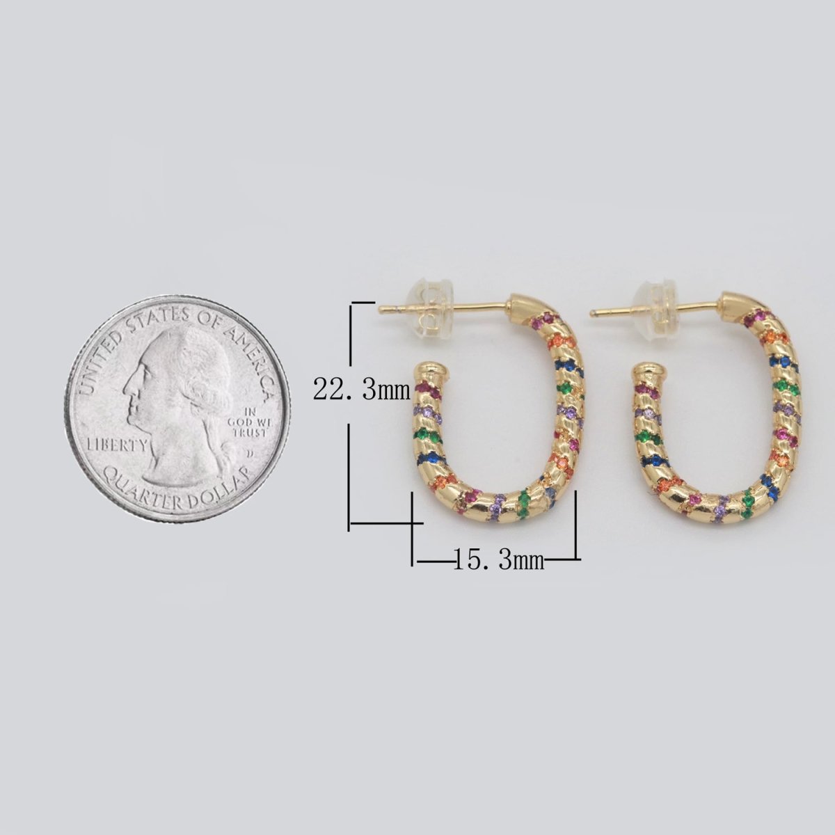 Colorful Cz Hoop Earring Multi Color Cz Hoop Earring for Statement Jewelry Christmas Gift T-156