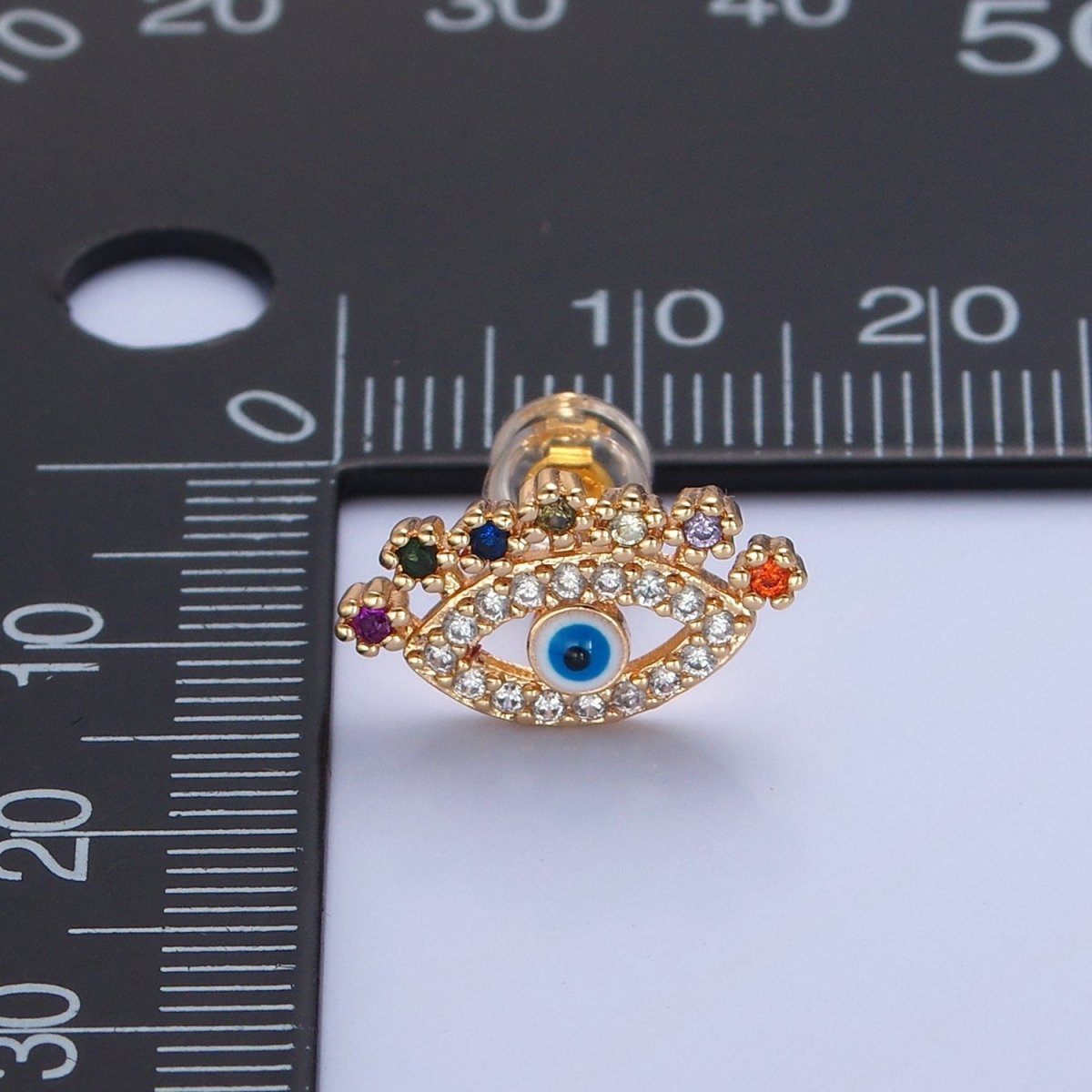 Colorful CZ Stud Earring Evil Eye Stud Earring jewelry T-472