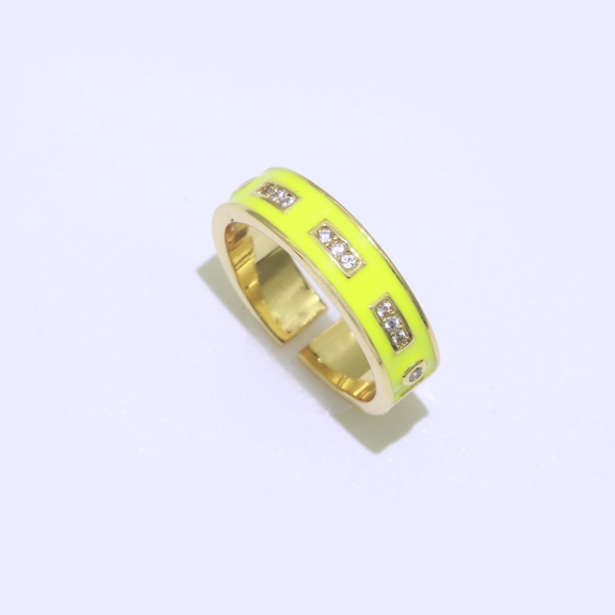 Colorful Enamel Ring | Multicolor Gold Filled Band Rainbow Ring | Enamel Stacking Ring Open Ring Adjustable Ring Black Pink Green White Neon Ring O-514 ~ O-523