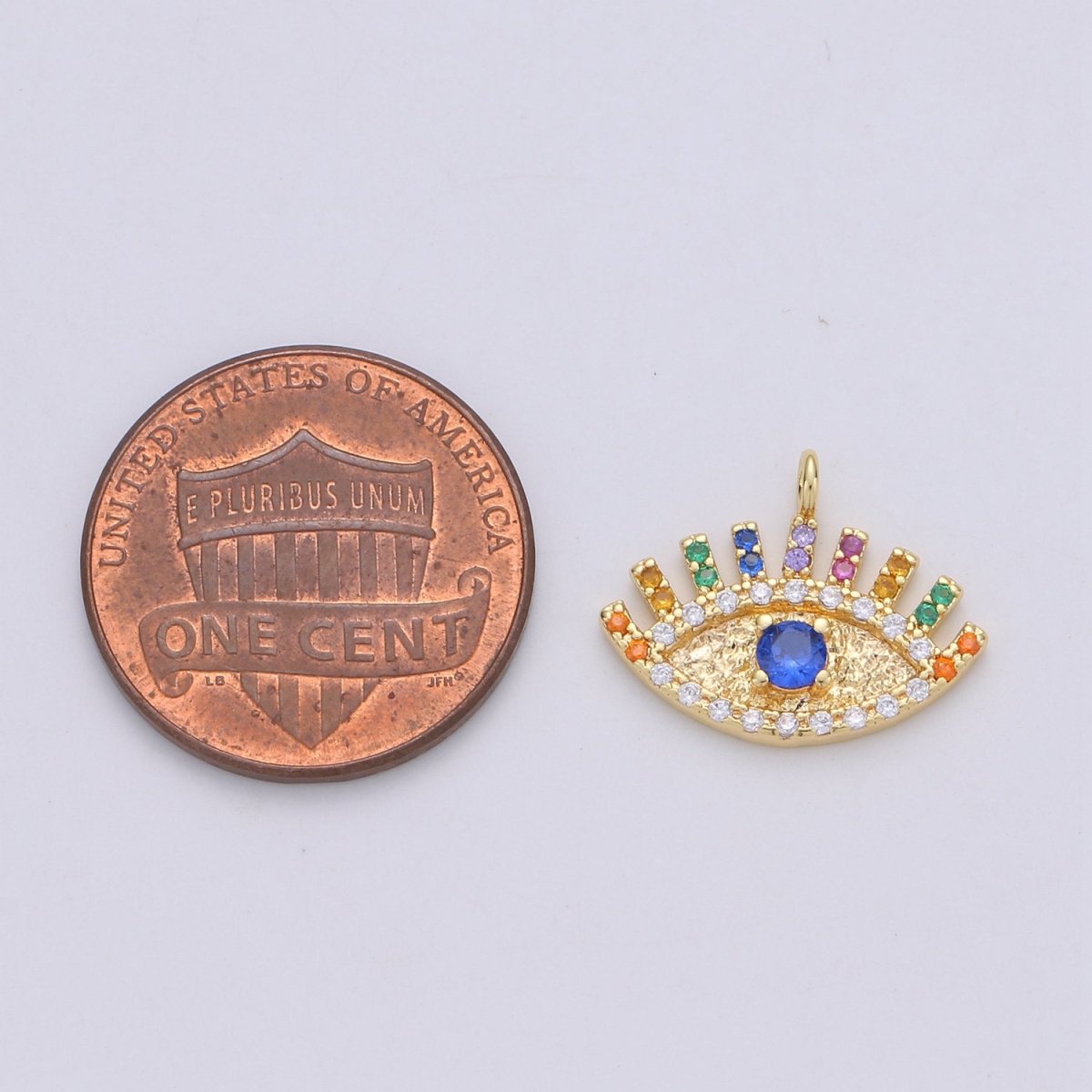 Colorful Micro Pave Evil Eye Charm Cubic Eye Of Ra Necklace Earring Charm in 14k Gold Filled for Good Vibes Protection from bad evil C-861
