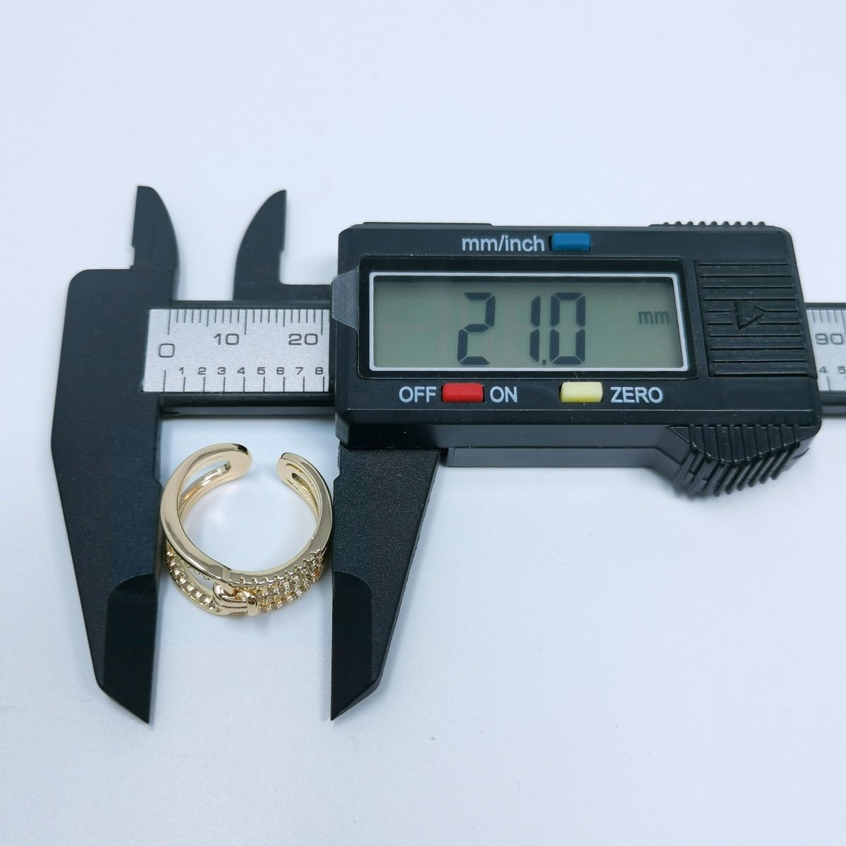 Crystal Belt Layer Gold Filled Adjustable Ring R-235