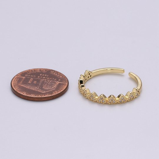 Crystal Heart Ring Gold Rings For Women Adjustable Ring Cz Ring Dainty Ring Minimalist Ring Bridesmaid Gift Pinky Open Ring Gold Jewelry R-341