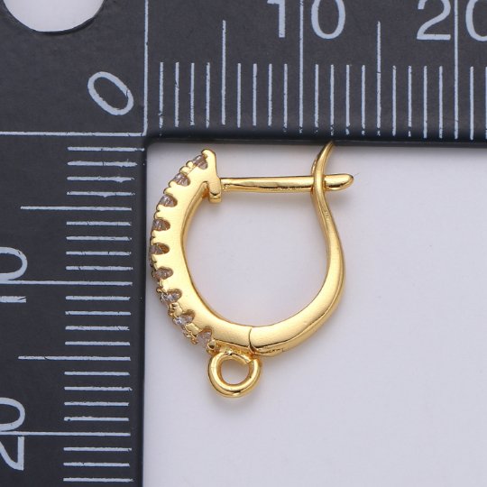 Cubic 24k Gold Filled one touch w/ open link Lever back earring making, 16x13 mm, Nickel free Lead Free for Earring Charm Making Findings K-752