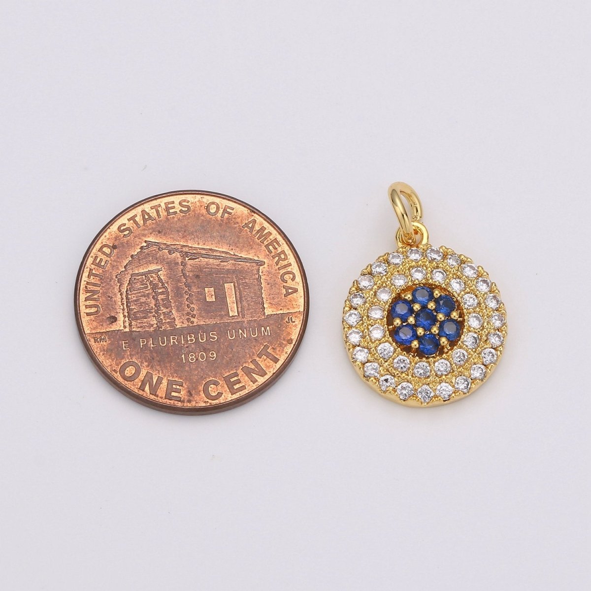 Cubic Evil eye charm Pendant, Lucky evil eye Pendant, Gold evil eye charms Micro Pave Evil Eye Charm in 14k gold filled D-193