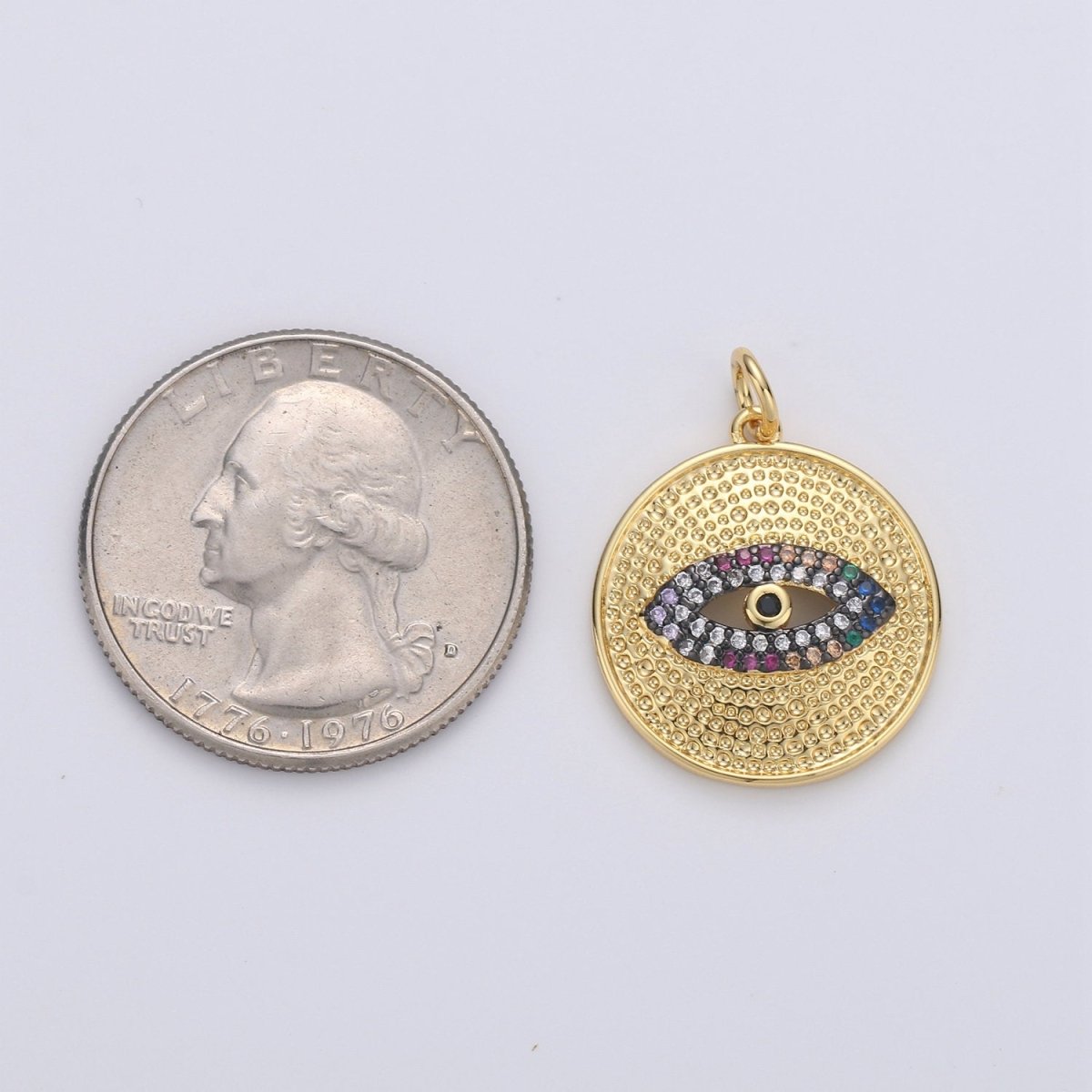 Cubic Evil Eye charm Pendant, Micro Pave Eye Medallion charms, Dainty Amulet pendant Jewelry in 14k Gold Filled D-199