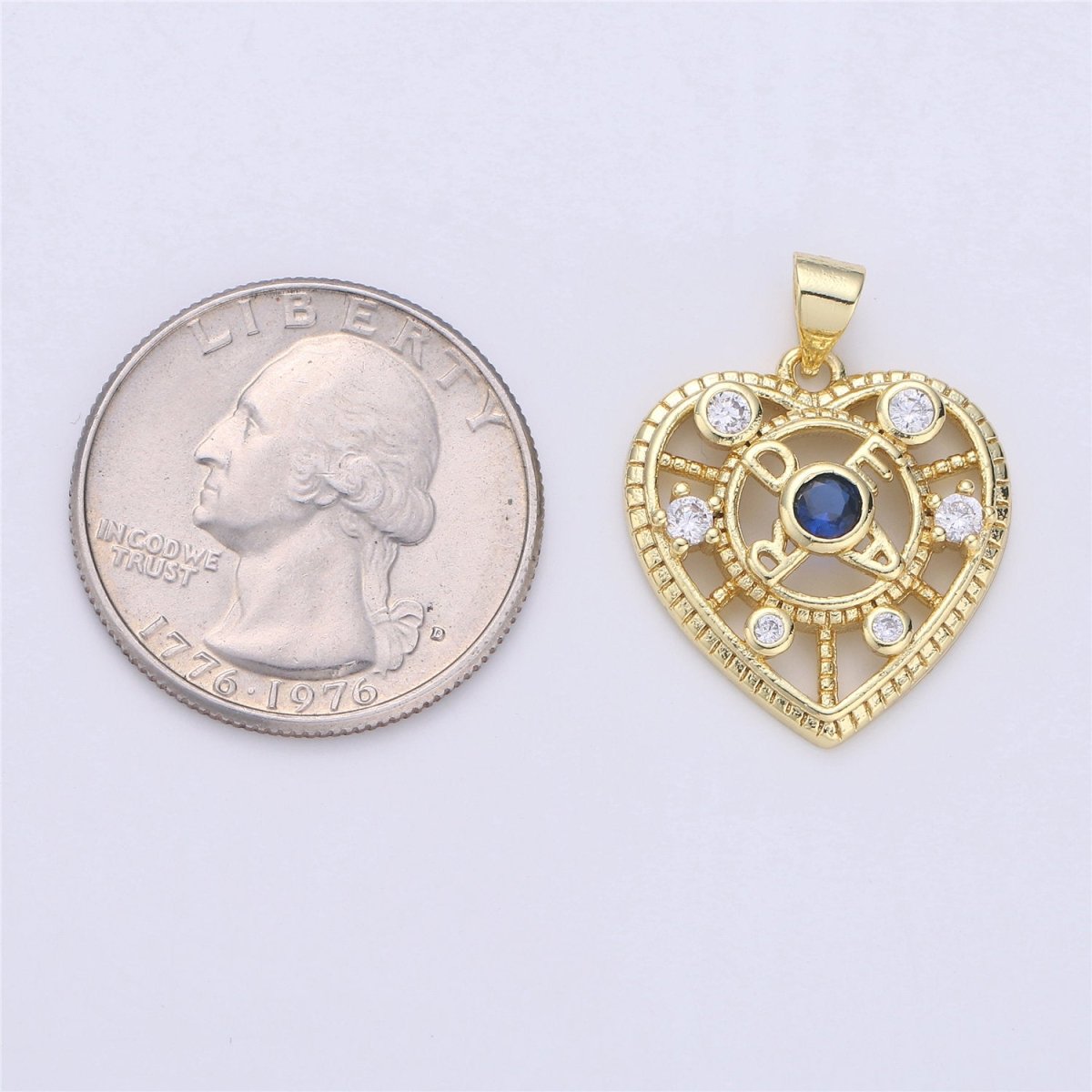 Cubic heart charm 26x21mm 14K gold Filled Lead, Nickel free Heart pendant, Unique heart charm for necklace earring bracelet Supply I-359