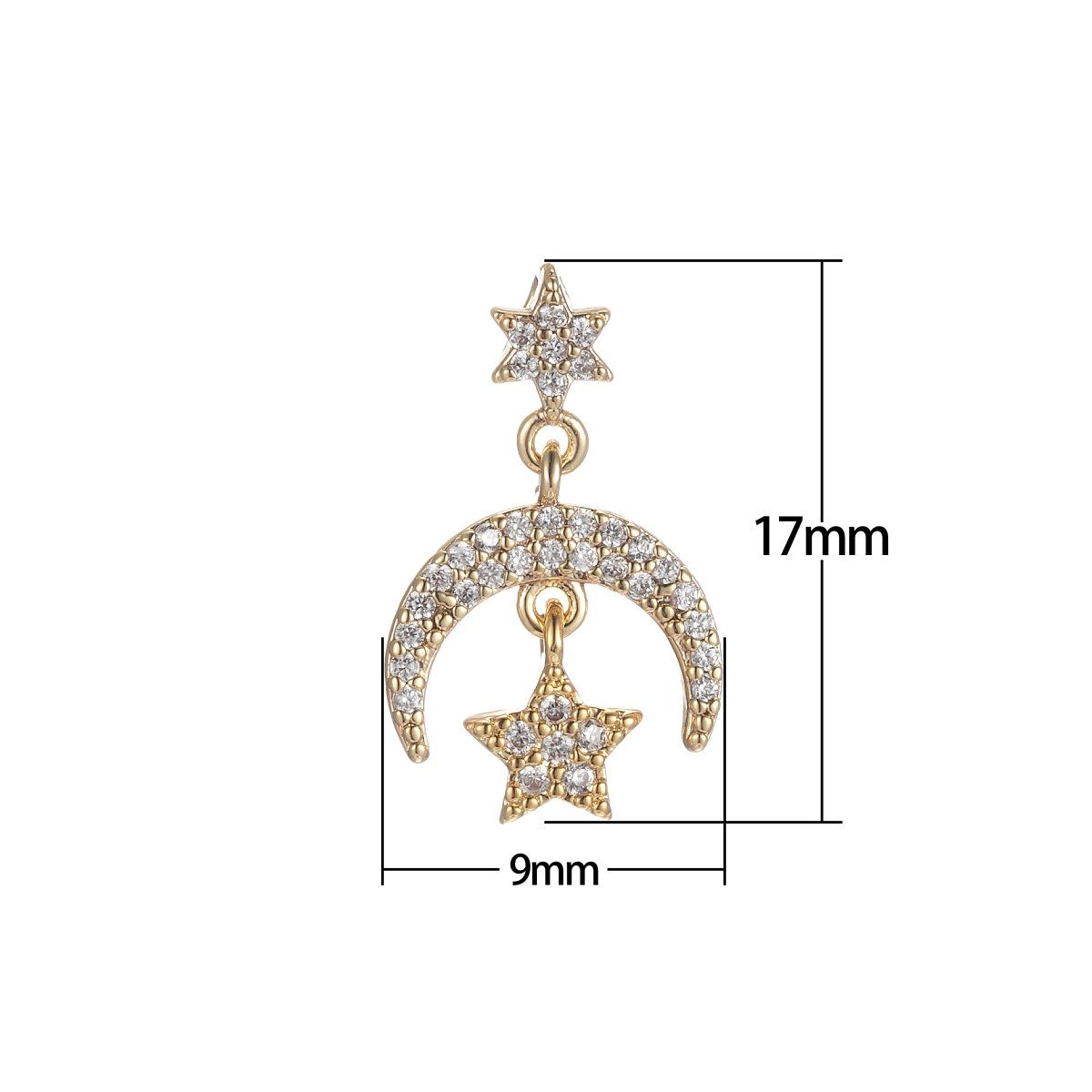 Cubic Moon Star Charms Dainty Celestial Charm Pendant for DIY Jewelry Making Accessaries Micro Pave Crescent Moon Charm E-866