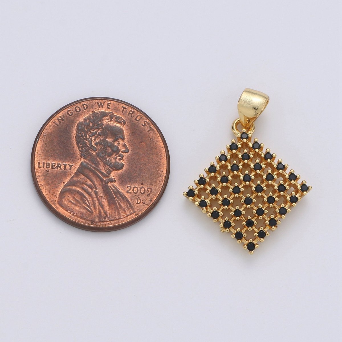 Cubic rhombus charm 14K gold Filled Black Cubic CZ Geometric Charm for Necklace Bracelet Earring Component I-670