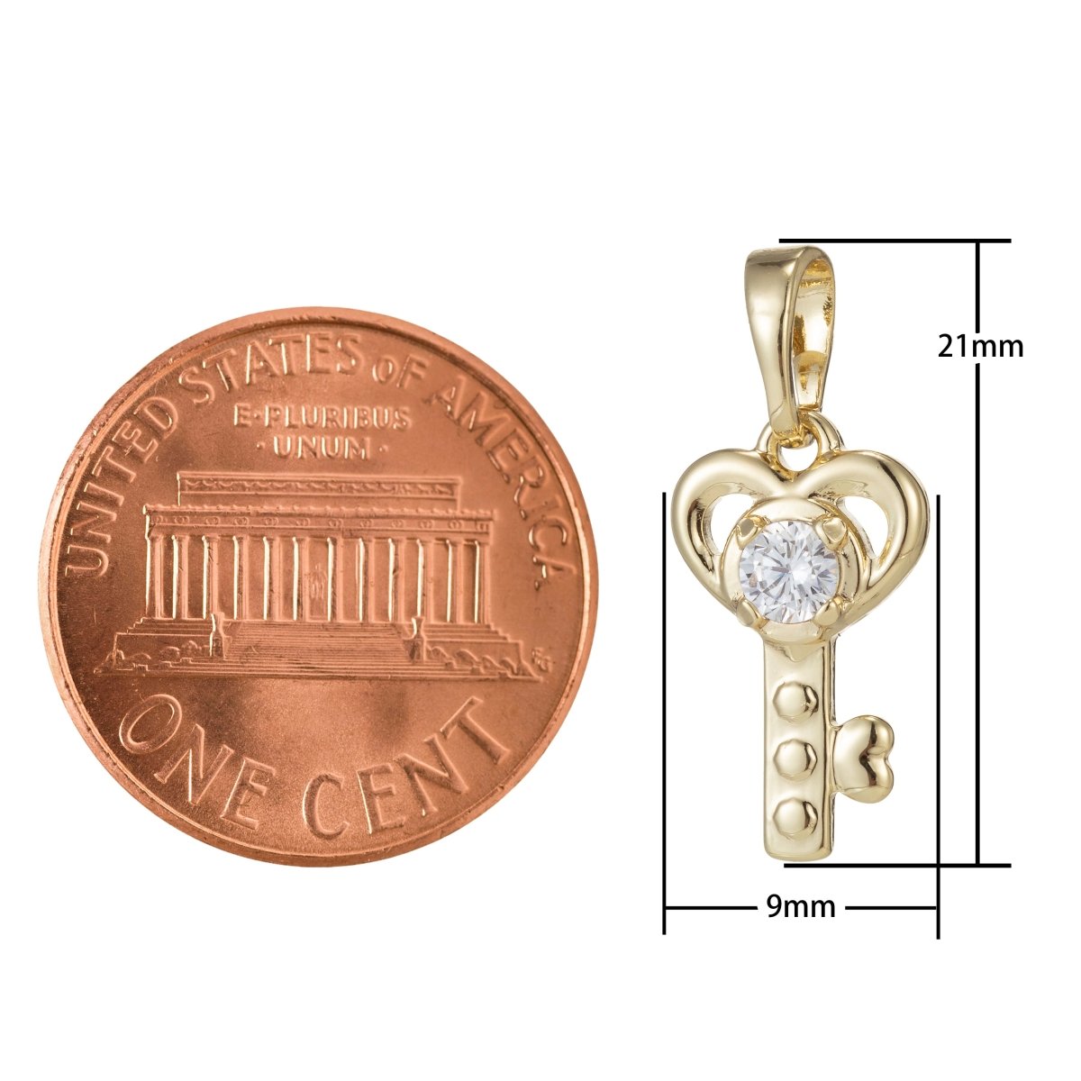 Cute 14K Gold Filled Love Key Pendants I-549