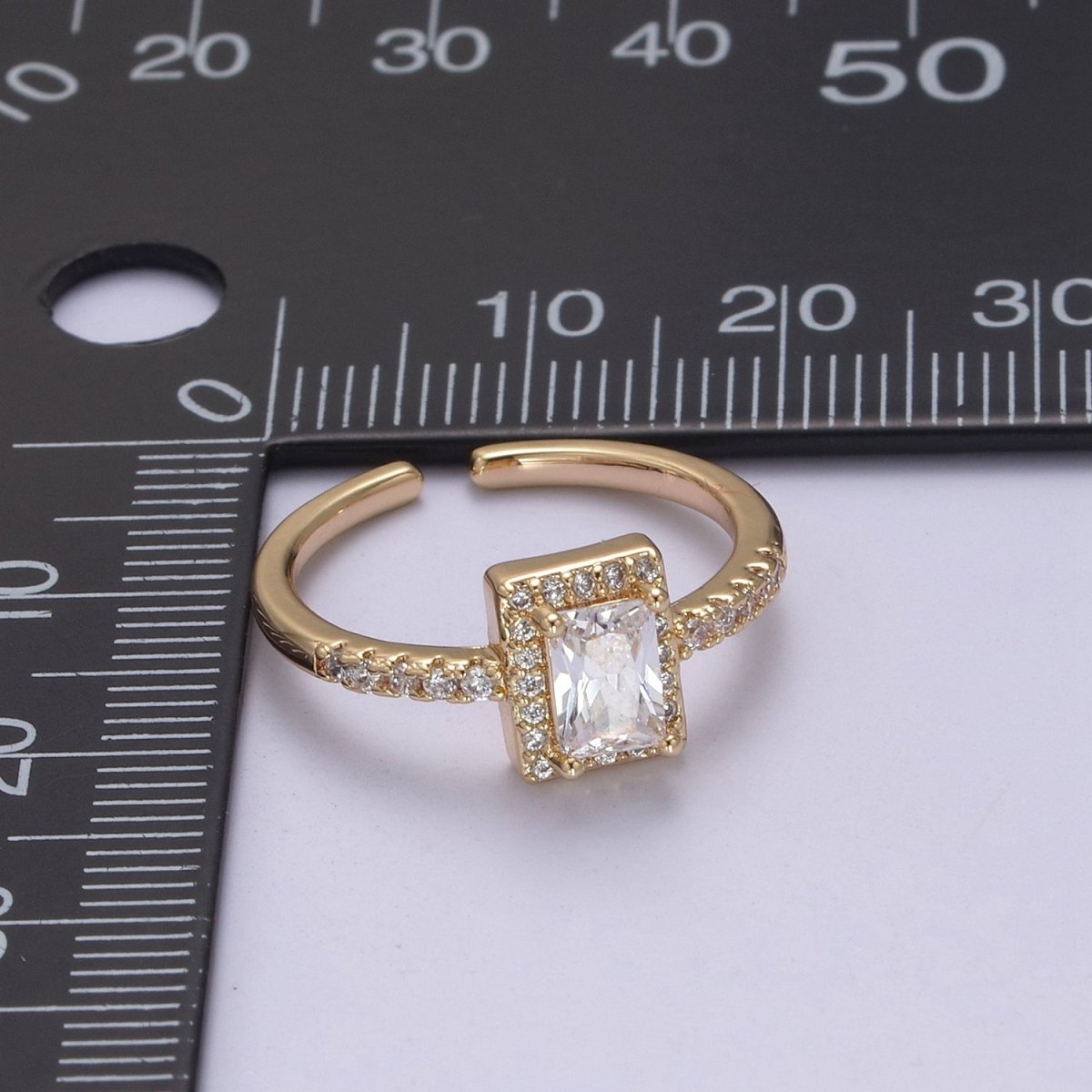 CZ 16k Gold Filled Princess Cut Diamond Cubic Bezel Set Ring Wedding Band Birthday Christmas Gift U-310