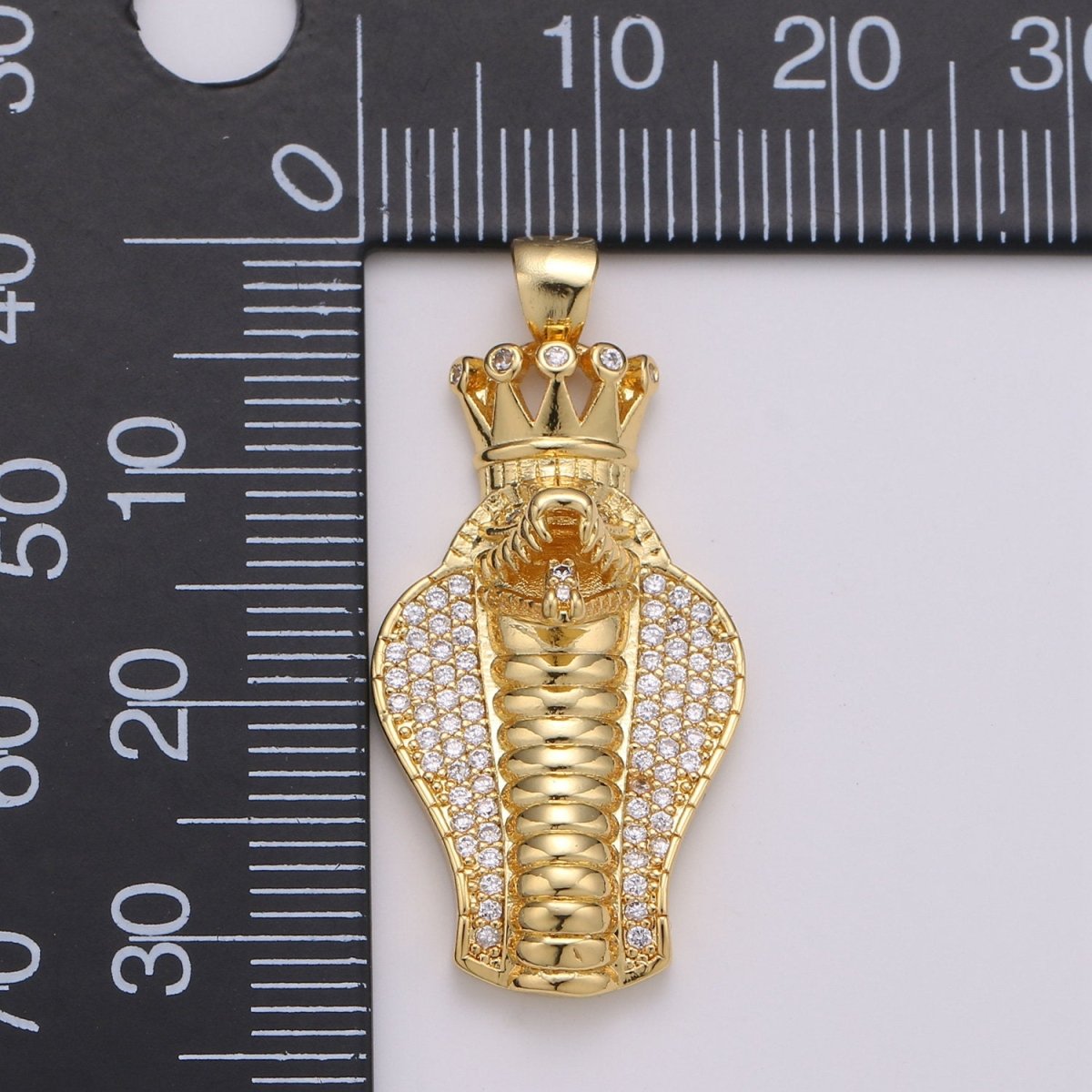 CZ Micro Pave Pendant 14k Gold Filled 3D King Cobra Head Pendant, Snake Charm, Serpent Jewelry for Statement Necklace Supply I-776