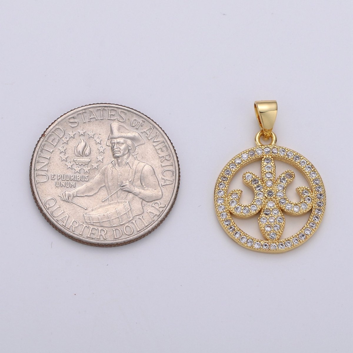Dainty 14k Gold Filled Flower CZ Micro Pave Charm Coin Pendant for Necklace Bracelet Earring Making I-729