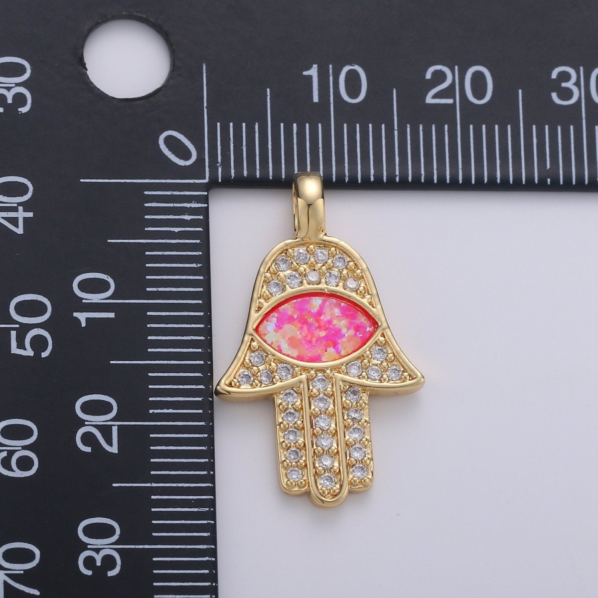 Dainty 14k Gold Filled Hamsa Hand Charm, Opal Hamsa Charm for Necklace Earring Bracelet Micro Pave Evil Eye Charm Supply J-020~J-022