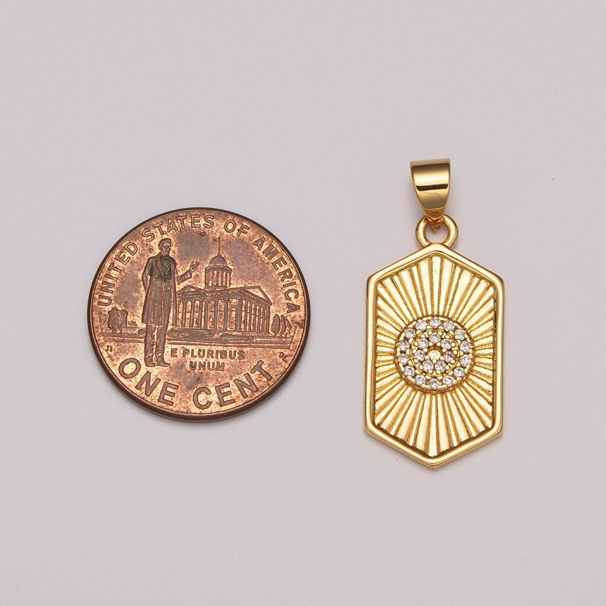 Dainty 14k Gold Filled Hexagon Medallion Pendant Gold Sunburst Charm Necklace Boho Chic Gold Geometric Necklace Celestial Jewelry Charm N-1413