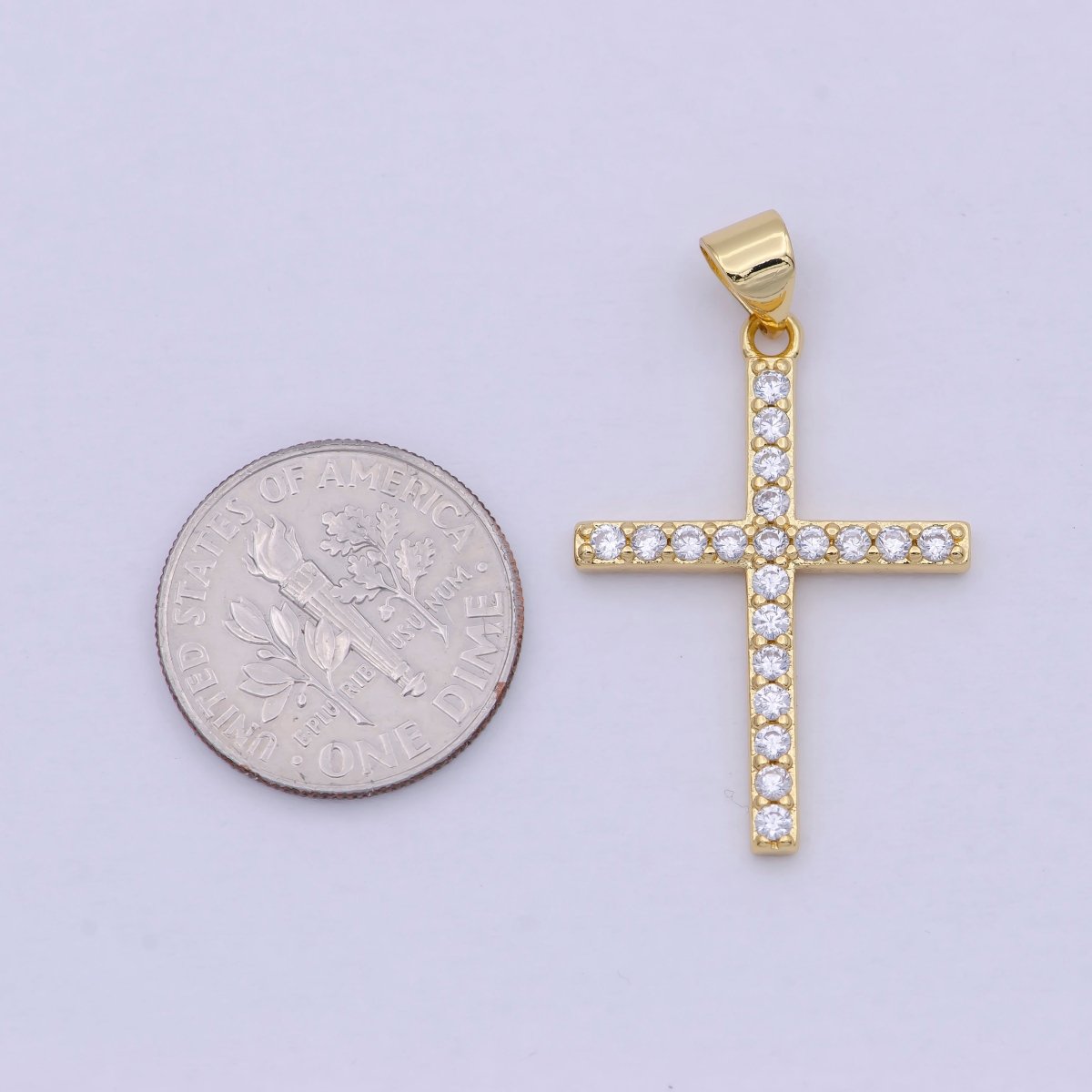 Dainty 14k Gold Filled Micro Pave CZ Cross Pendant I-890