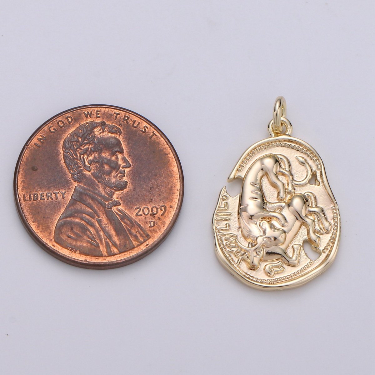 Dainty 14k Gold Filled Rustic Coin Charm Vintage Medallion for Bracelet Necklace Pendant Earring Findings for Jewelry Making D-404