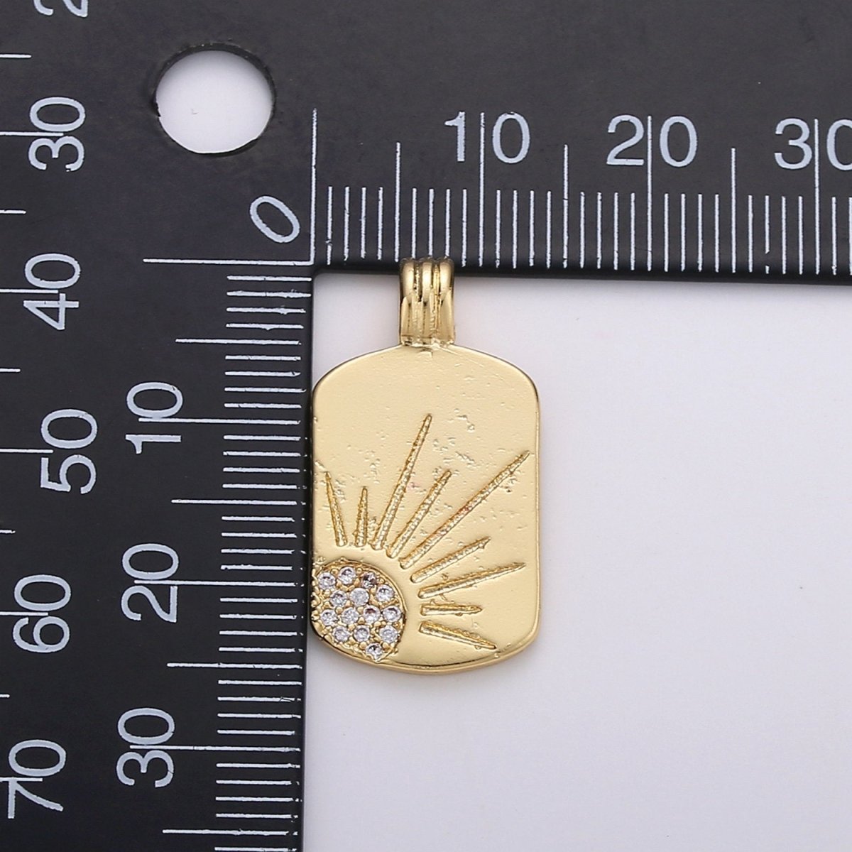 Dainty 14k Gold Filled Tag Pendant Sunrise Charm - Gold Sun Charm, Cubic Sun rays pendant, Celstial Jewelry for Necklace Component Supply I-706