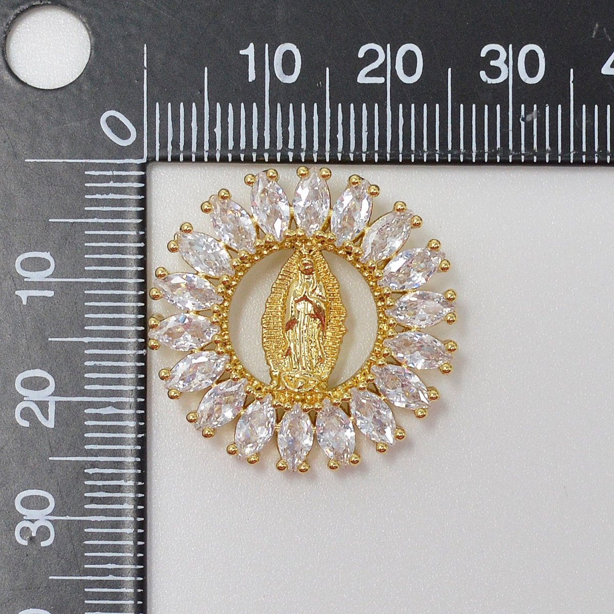 Dainty 14k Gold Filled Virgin Mary Pendant Necklace marquise Lady of Guadalupe Medallion for Religious Jewelry H-895