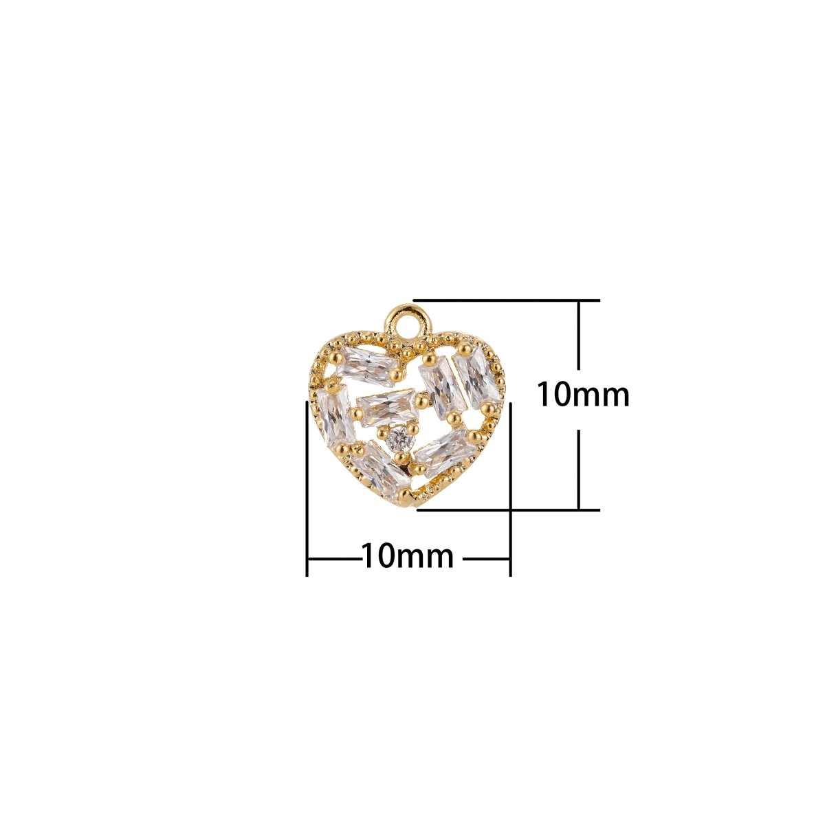 Dainty 18k Gold Filled Heart Charm Dangling Pendant w/ Cubic Zircon for Layer Necklace Earring Charm Jewelry Making E-462