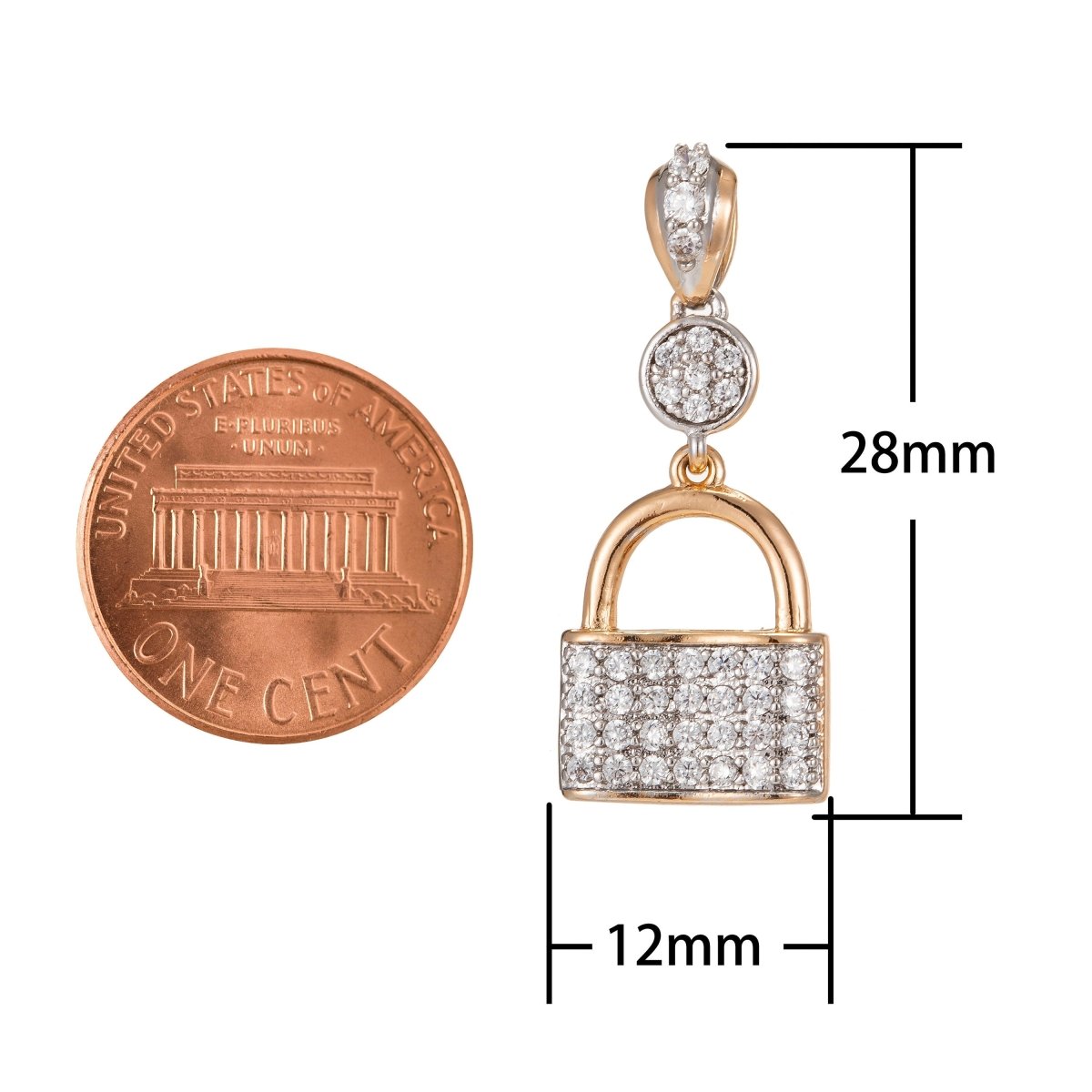 Dainty 18k Gold Filled Lock Charm Micro Pave Padlock Pendant for Necklace Charm Jewelry Making Supply Cubic Padlock Jewelry I-202