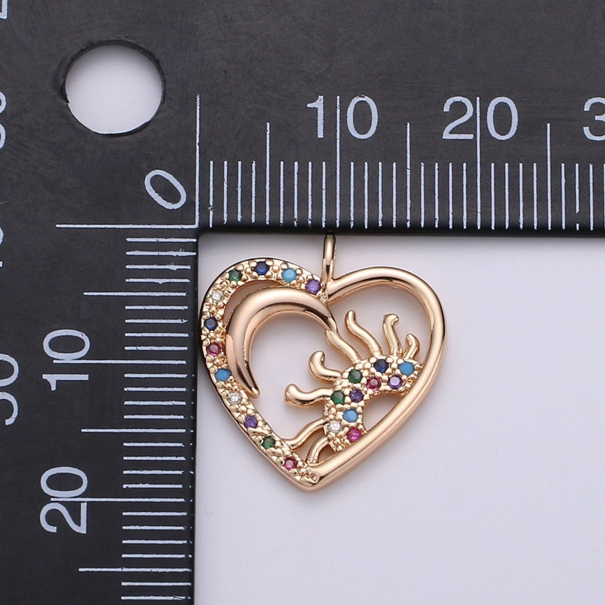 Dainty 18k Gold Filled Sun & Moon Charm Micro Pave Charm for Celestial Jewelry Necklace Pendant D-207