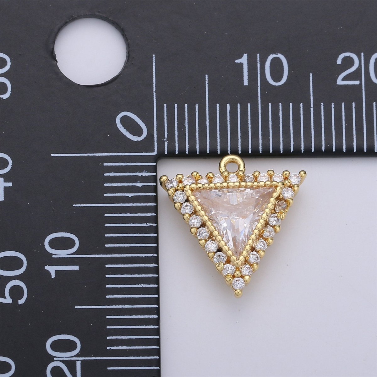 18K Gold Filled Clear CZ Micro Paved Triangle Charm | C650