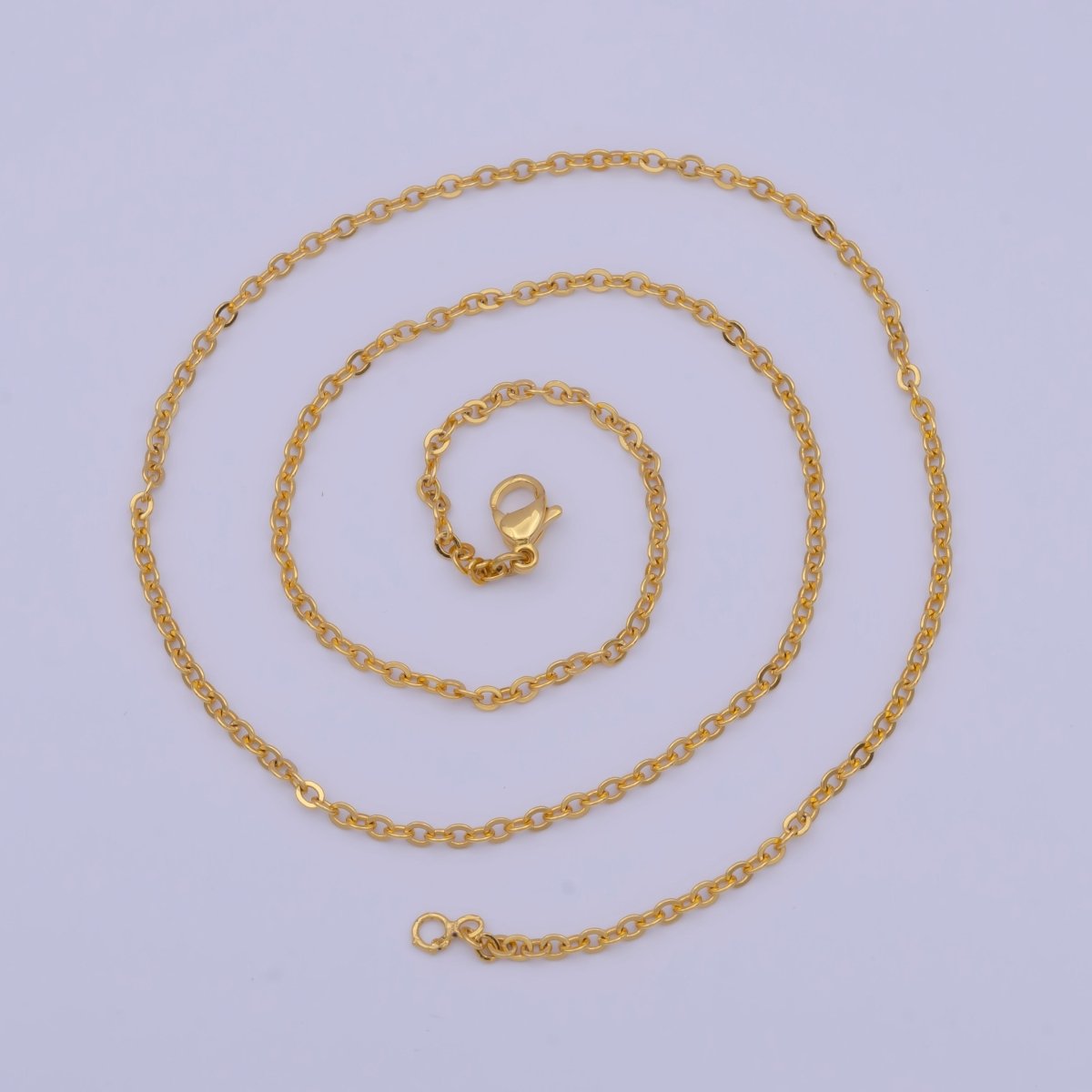 Dainty 24K Gold Filled Cable Chain Necklace Gold Link Chain Necklace Ready to Wear 17.5 Inch | WA-1145 Clearance Pricing