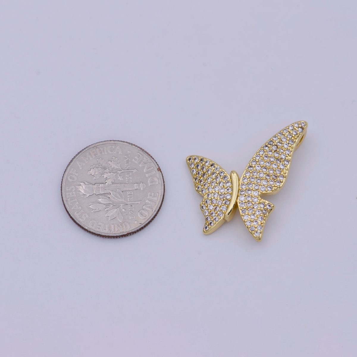 Dainty Butterfly Charm CZ Micro Pave Butterfly Pendant 14k Gold Filled Butterfly Charm Necklace, Mariposa Butterfly Charm E-541