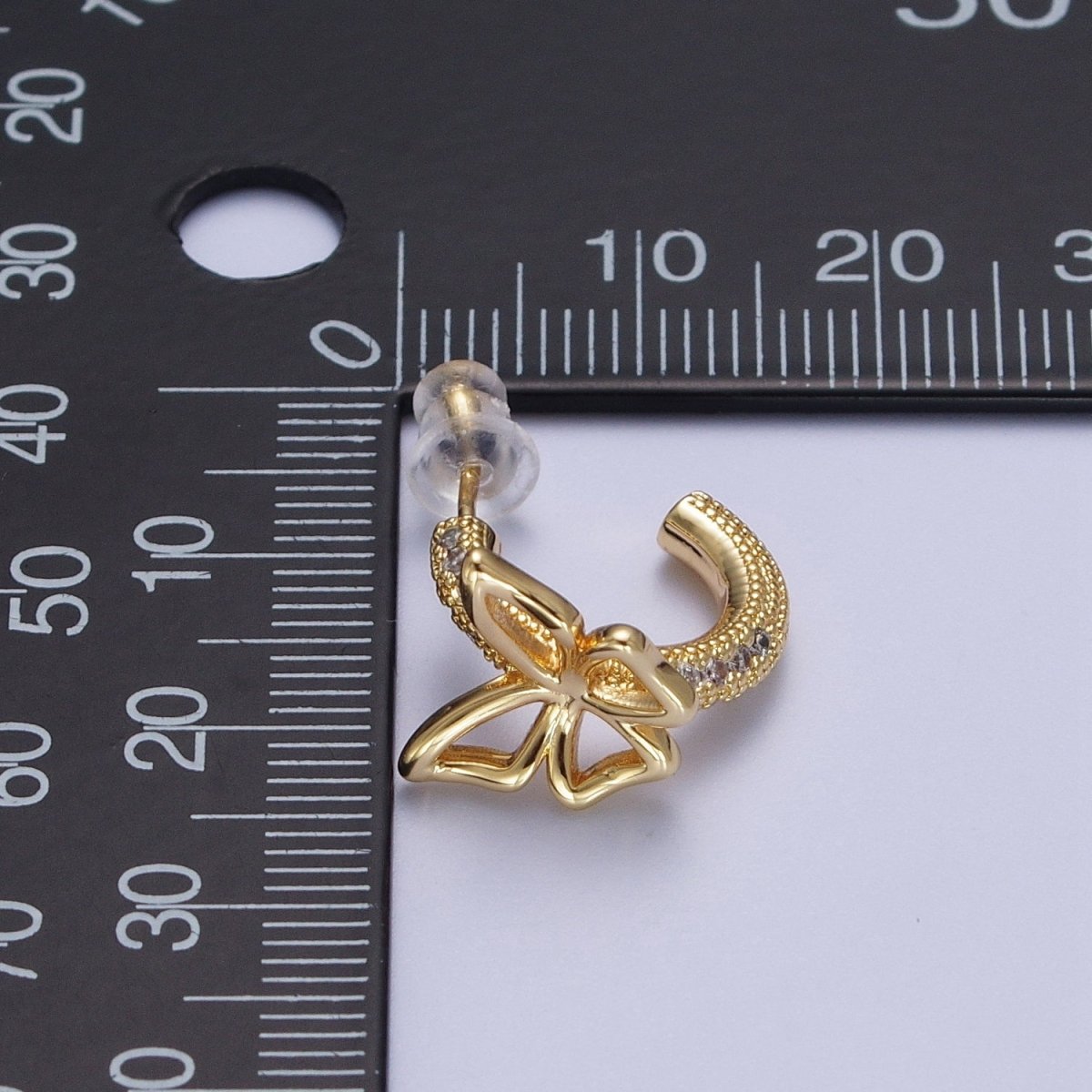 Dainty Butterfly Hoop Earrings Gold Butterfly Stud Earring P-243