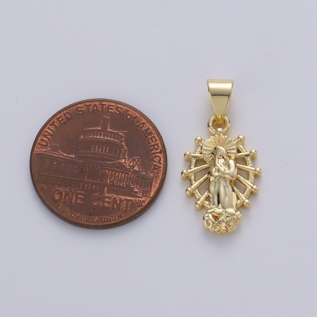 Dainty Charm 24k Gold Filled Virgin Mary Pendant, Lady Guadalupe Oval Charm, Mother of Jesus Medallion Pendant Necklace I-914