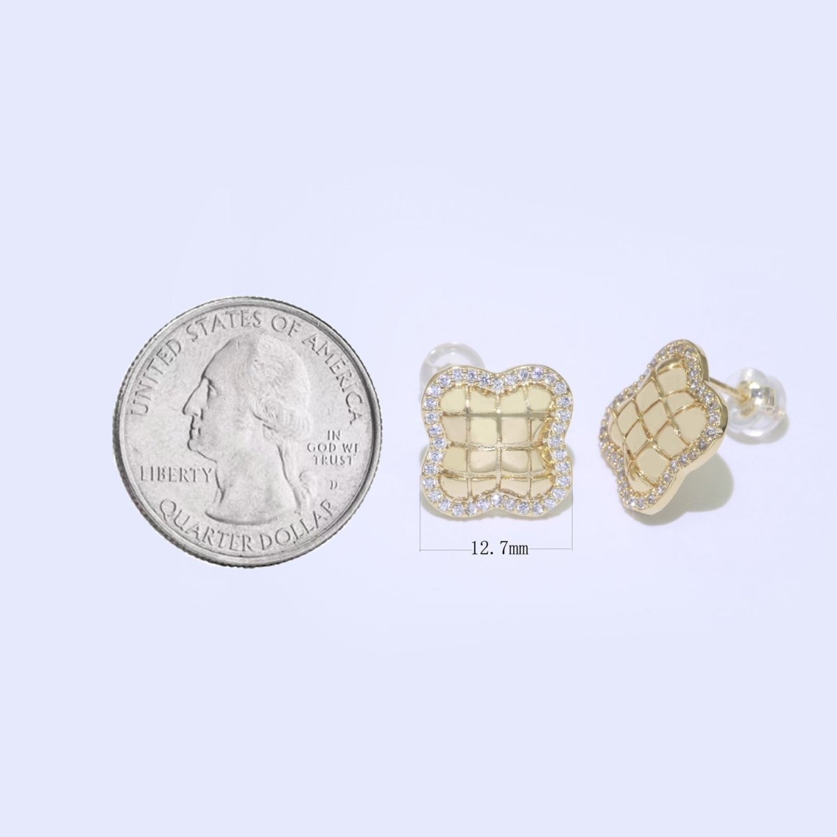 Dainty Clover CZ Stud Earring T-049