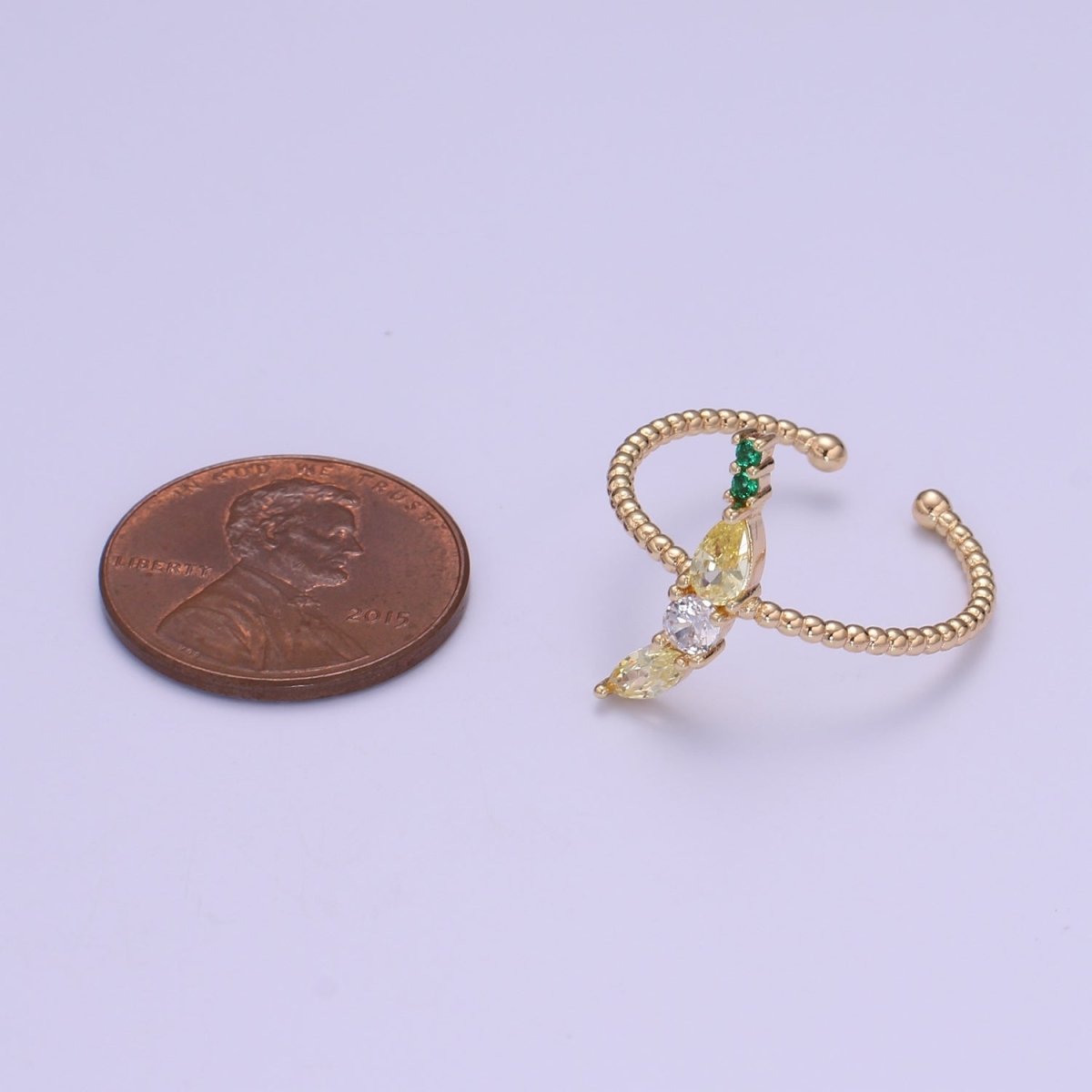 Dainty Cute Banana CZ Bubble Band Adjustable Ring O-324