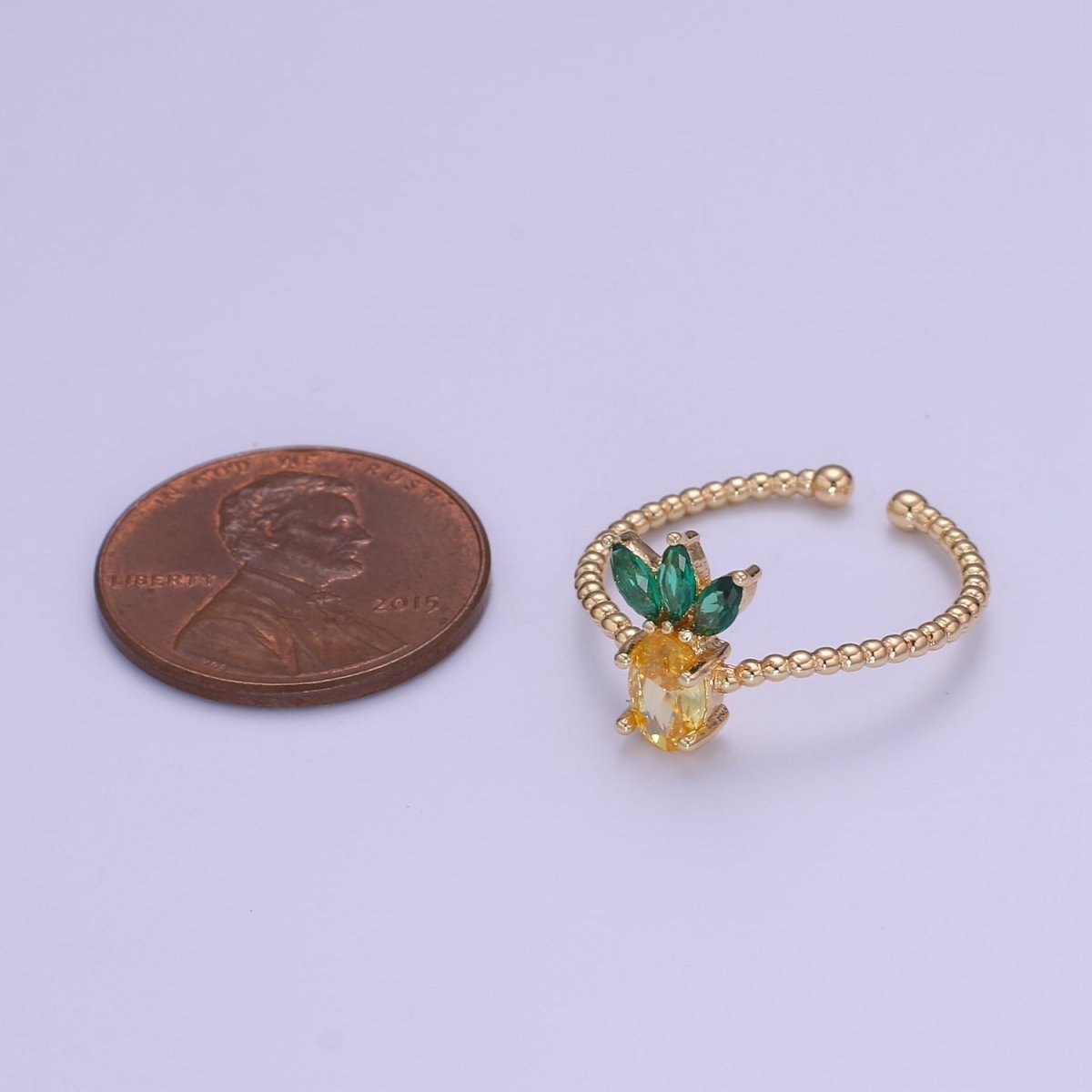 Dainty Cute Pineapple CZ Bubble Band Adjustable Ring O-323