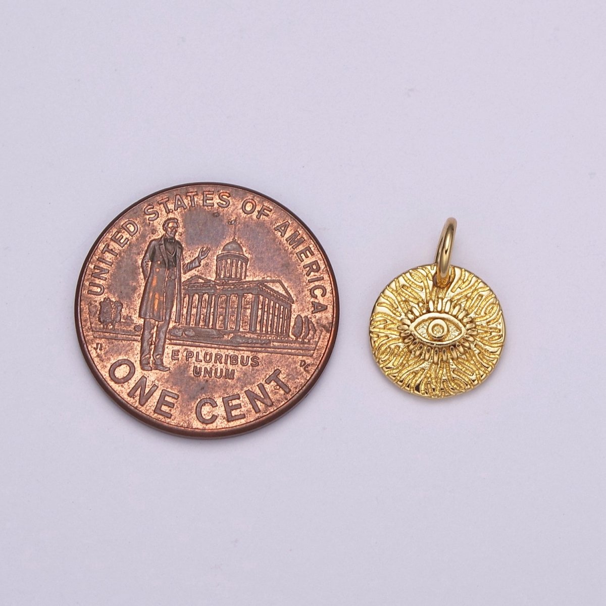 Dainty Evil Eye Charm Designs Protection Coin Greek Charm Jewelry Gold Pendant Necklace Earrings Medallion N-232