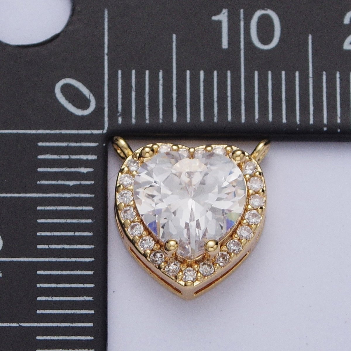 Dainty Full Heart Love 16K Gold Filled Charm Connector Clear micro pave Cubic Zirconia Crystal Connector for Bracelet Necklace Supply G-525