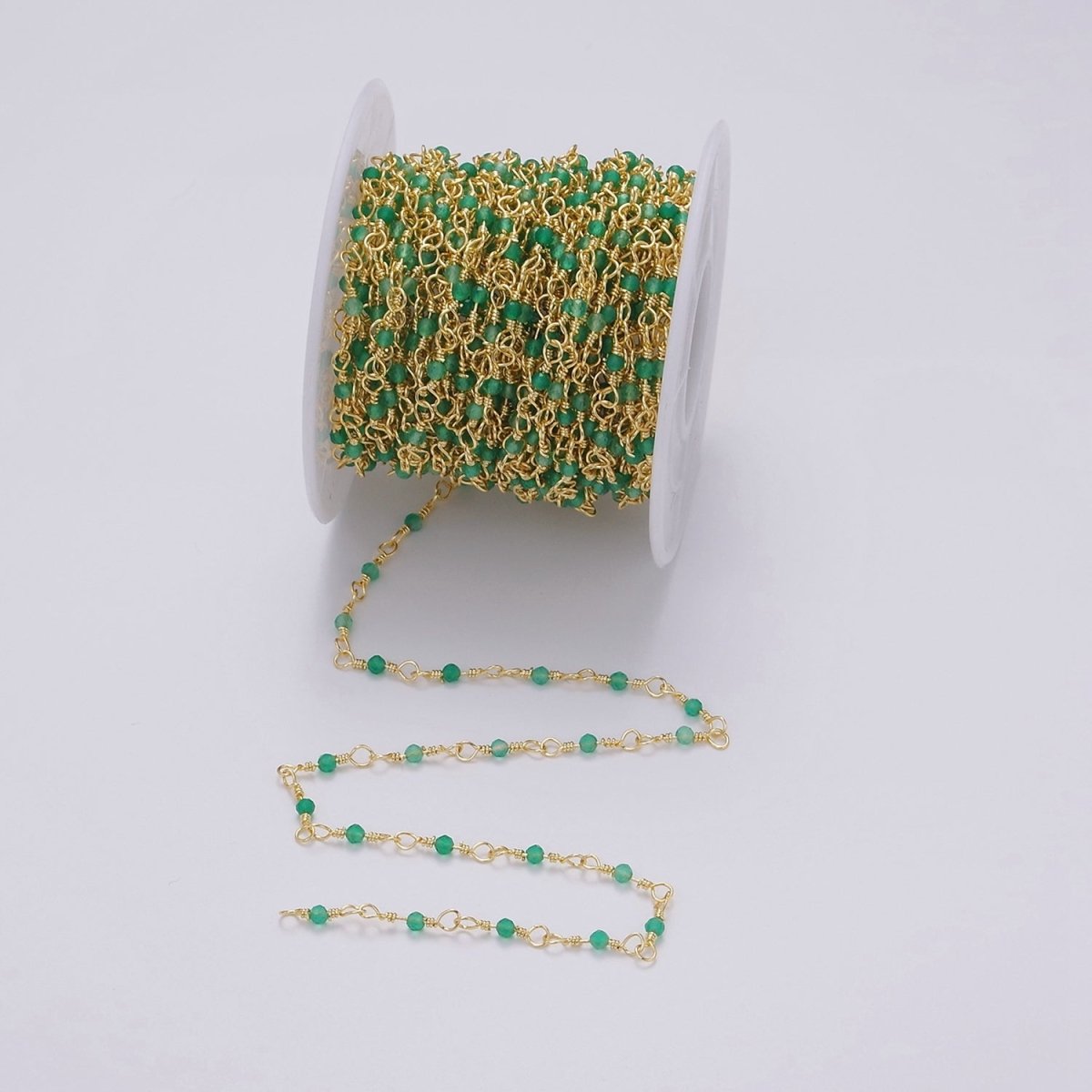 Dainty Gold Beaded Chain for Jewelry Making Gold Satellite Crystal Bead Chain by Yard | ROLL-1389