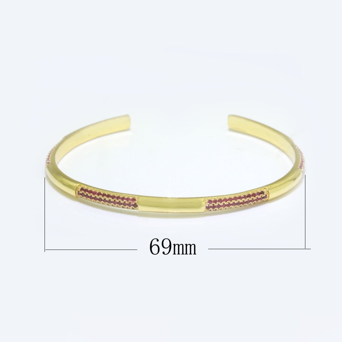 Dainty gold bracelet, thin gold cuff, Pink CZ minimalist jewelry, layering jewelry, gift for her, delicate Bangle bracelet | WA-184 Clearance Pricing