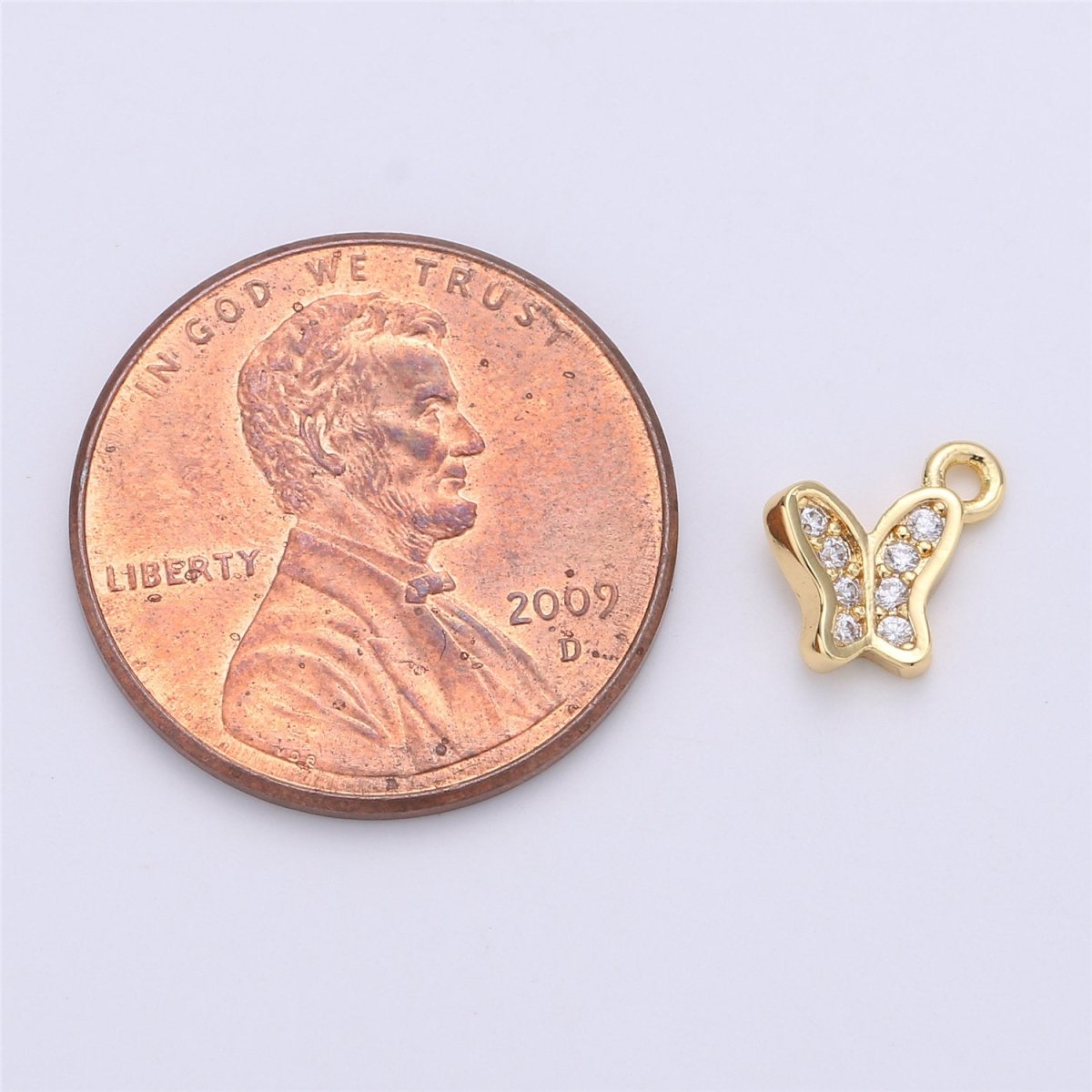 Dainty Gold Butterfly Charm Micro Pave Charm for Bracelet Necklace Earring Component C-674