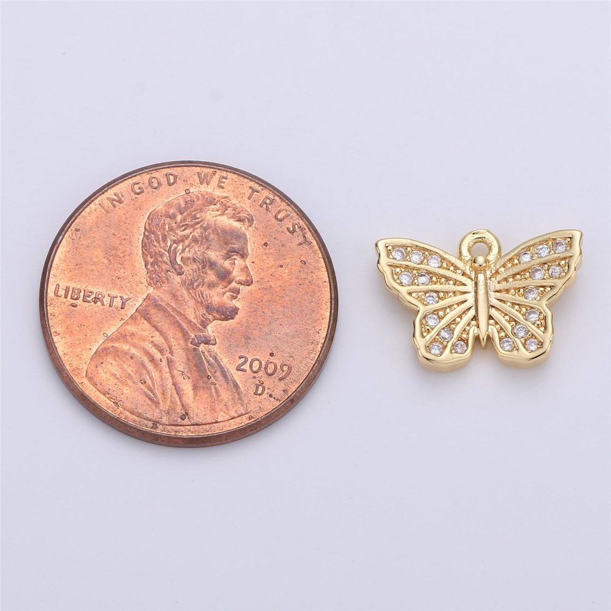 Dainty Gold butterfly Charm w/ Clear Micro Pave Cubic Stone Charm Insect Charm Animal Charm for Bracelet Earring Necklace Charm C-681