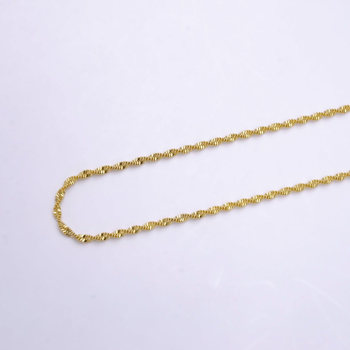 Dainty Gold Chain Necklace, Twist Singapore Chain 17.5" Necklace Ready To Wear for Jewelry Making | WA-1118 Clearance Pricing