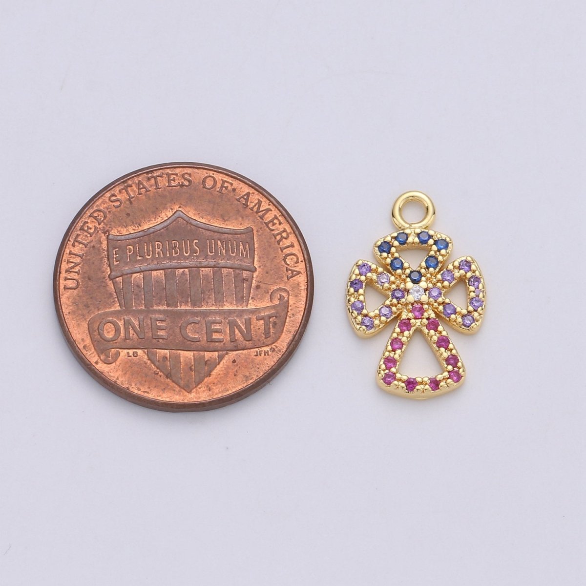 Dainty Gold Cross Charm Micro Pave Cross Charm Cubic Multi Color CZ Cross charm for Bracelet earring Necklace Component Supply C-882