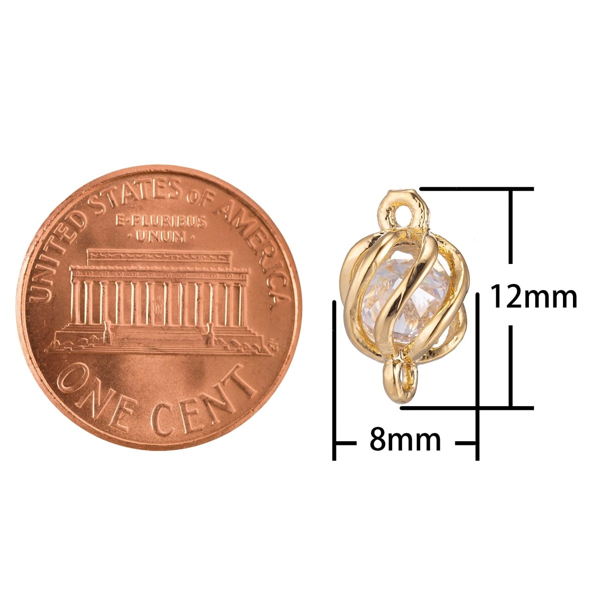 Dainty Gold Crystal Ornament Style Bracelet Connector, Elegant Modern Micro Pave CZ Charm, Stripes Necklace Pendant for Jewelry Making F-736