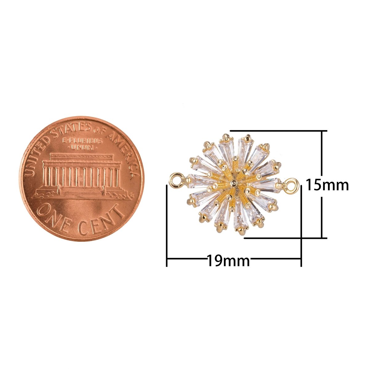 Dainty Gold Daisy Flower Crystal Bracelet Connector, Gorgeous Micro Pave CZ Charm, Nature Inspired Necklace Pendant for Jewelry Making F-739