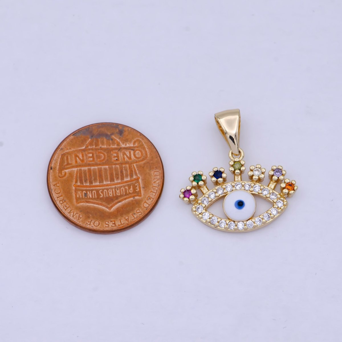 Dainty Gold Evil Eye Pendant Cubic Eye Charm X-463