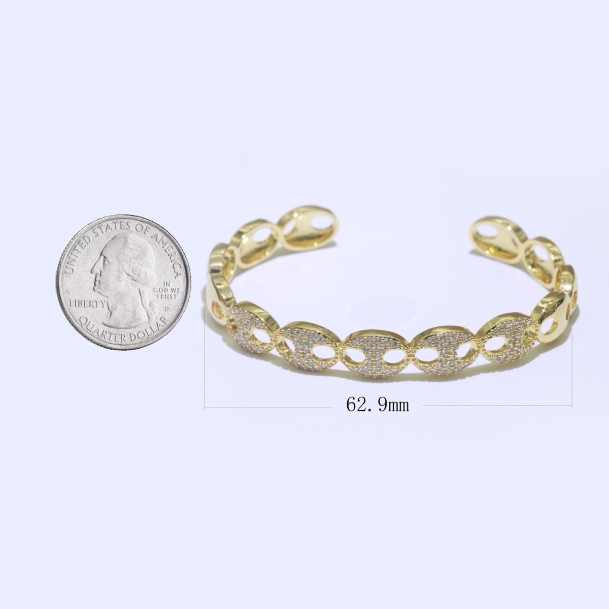 Dainty Gold Filled Anchor Link Bangle Bracelet, 14K Gold Filled Designer Inspired Gold Bracelet Adjustable Cuff Bracelet | WA-128 Clearance Pricing