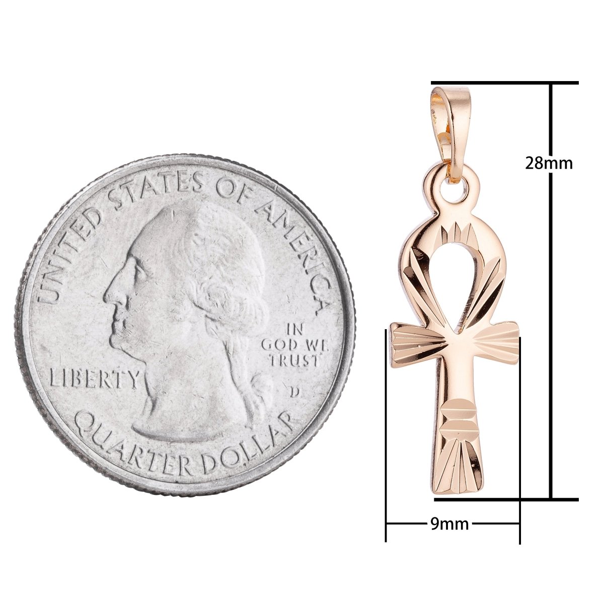 Dainty Gold Filled Ankh Cross Key of Life Pendants H-697