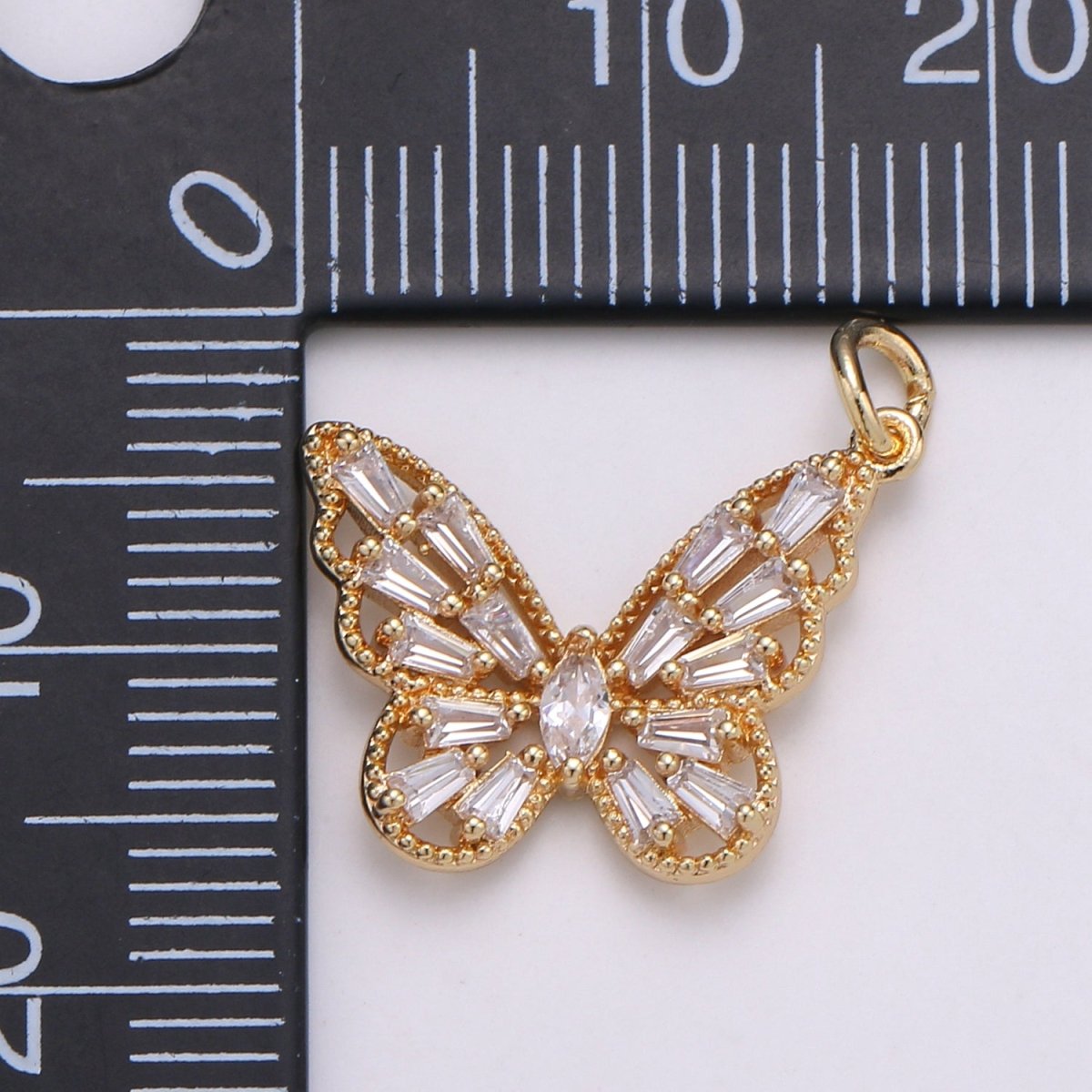 Dainty Gold Filled CZ Butterfly Charm D-874