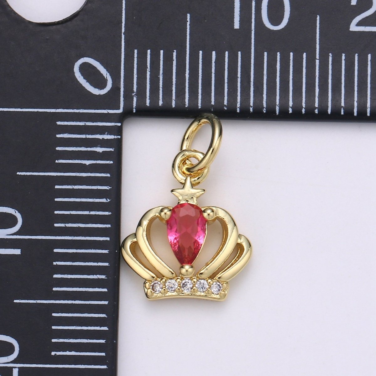 Dainty Gold Filled Hot Pink Crystal Crown D-881