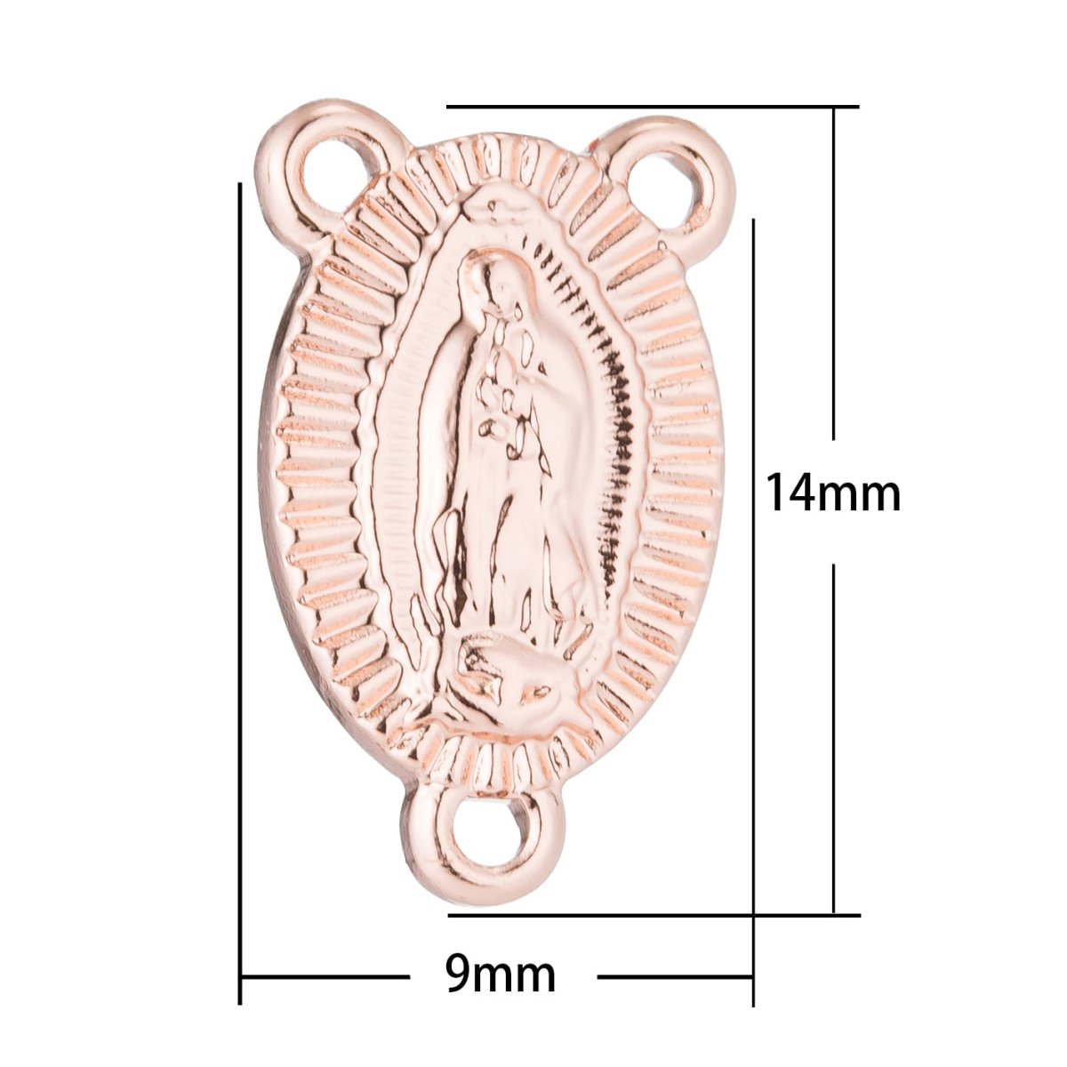 Dainty Gold Filled Rose Gold Holy Mary Connector - F-191