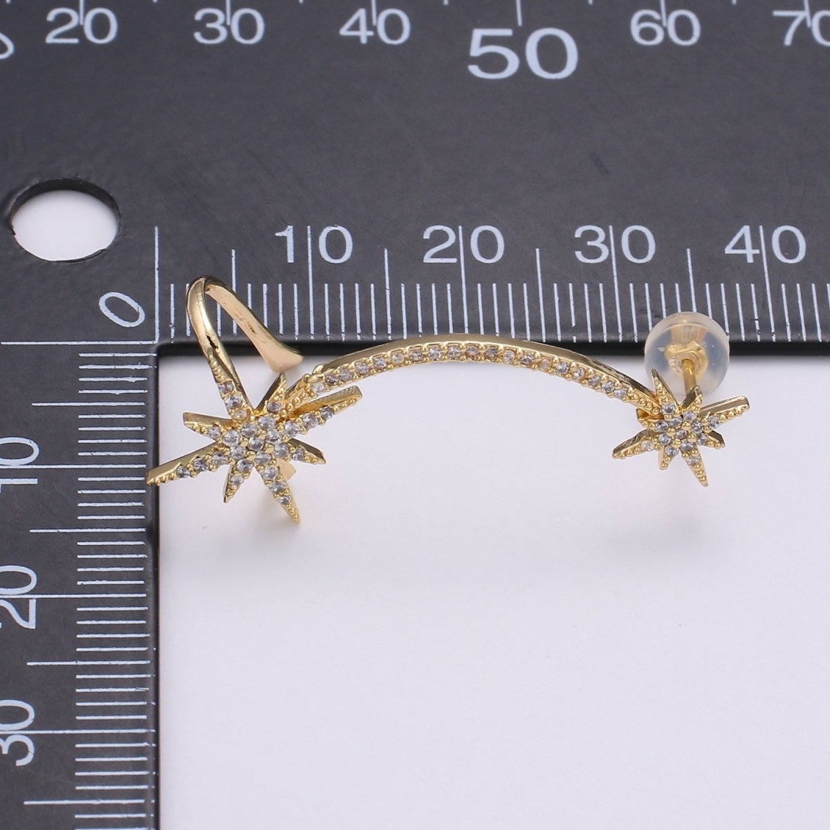 Dainty Gold Filled Snowflakes Earclimber AI-143